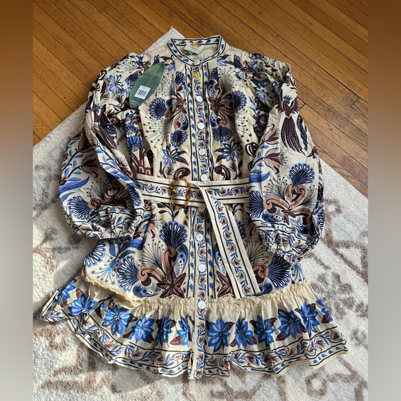 FARM Rio Nature Land Long Sleeve Belted Mini Dress - Picture 12 of 15